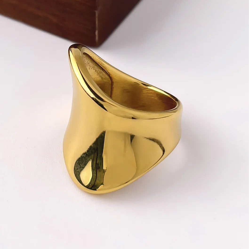18K Gold-Plated Geometric Wide Band Rings