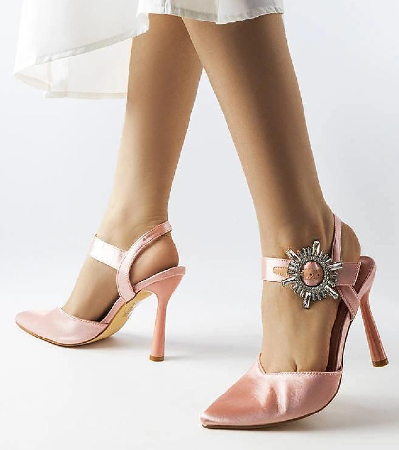 BEST VALUE Party Shoes | European Satin Ankle Strap Rhinestone Buckle High Heels pumps Solea