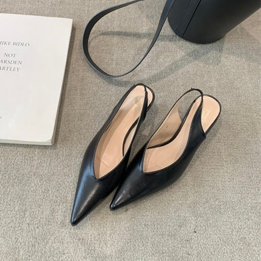 Pointed Mid-heel Sling Back Sandals in 3 Colours