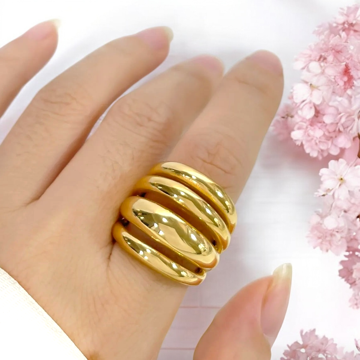 18K Gold-Plated Multi-Layer Statement Rings