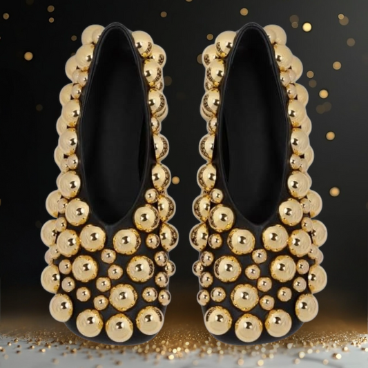 TRENDY STYLE | Elegant Ballet Flats with Pearl Accents in Gold and Silver