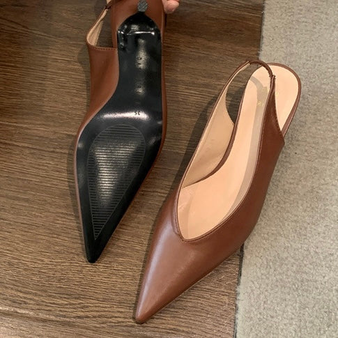Pointed Mid-heel Sling Back Sandals in 3 Colours