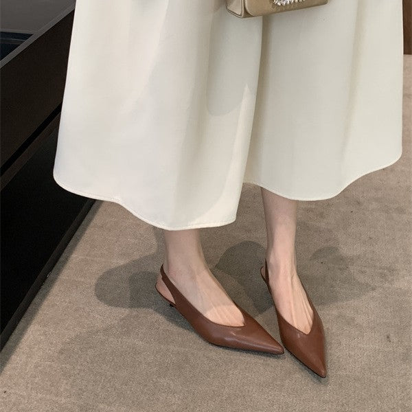 Pointed Mid-heel Sling Back Sandal