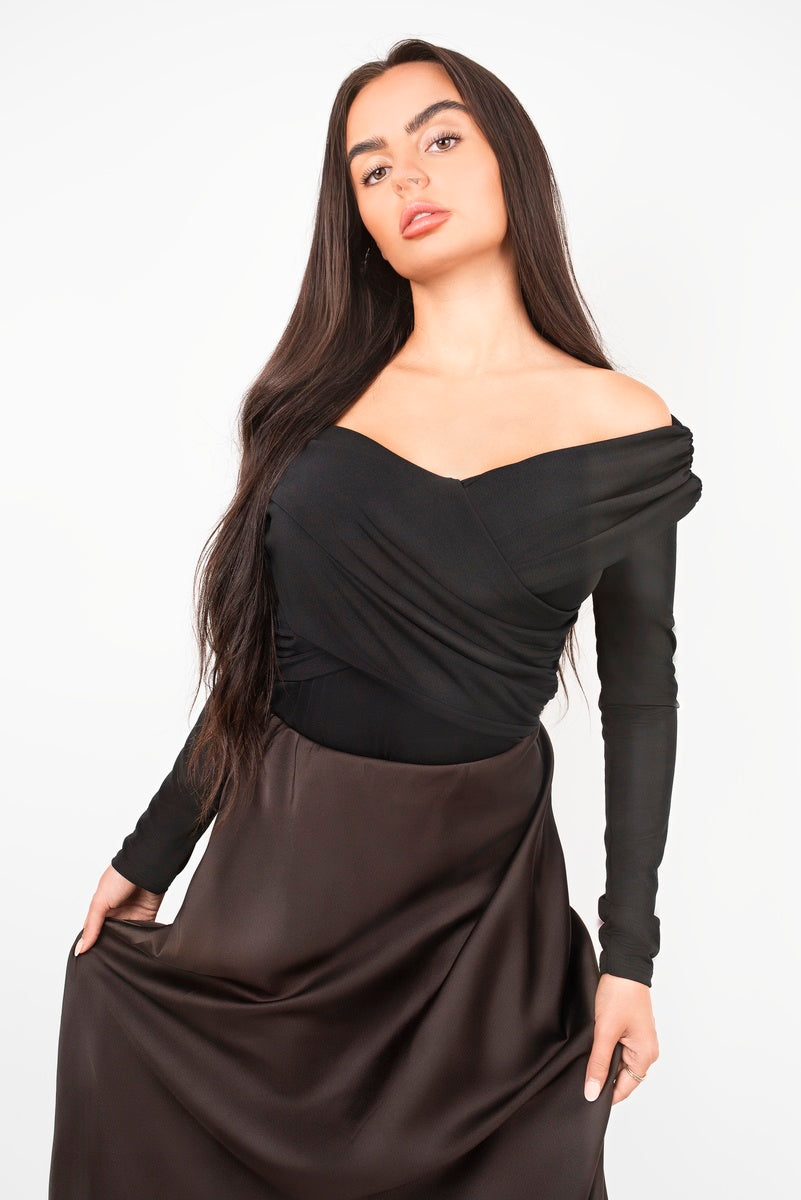 Off Shoulder Long Sleeve Bodysuit in 7 Colours