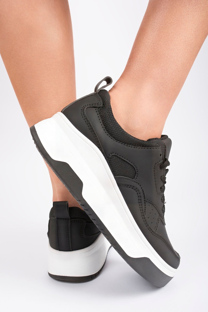Faux Leather Chunky Platform Trainers in 2 Colours