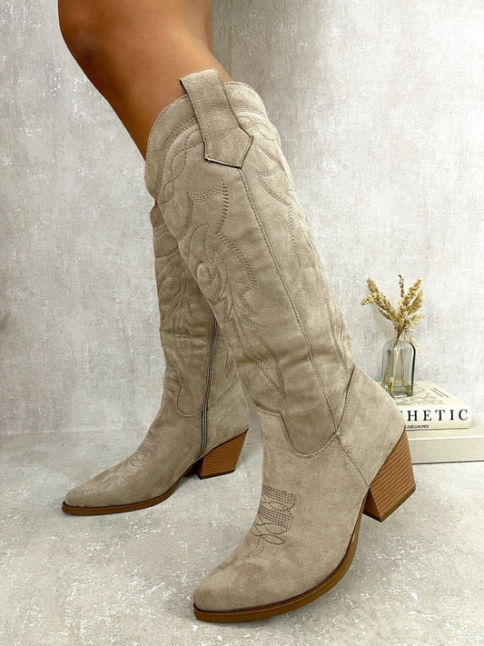 Block Heel Cowboy Boots in 2 Colours