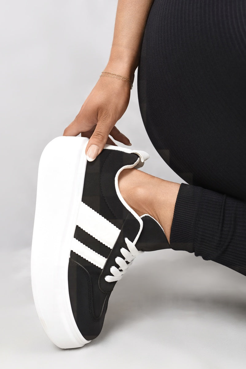 Chunky Lace Up Trainers with Contrast Stripe
