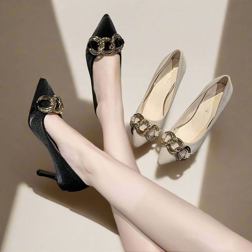 Satin Point Toe Kitten Heels Pumps in 2 Colours