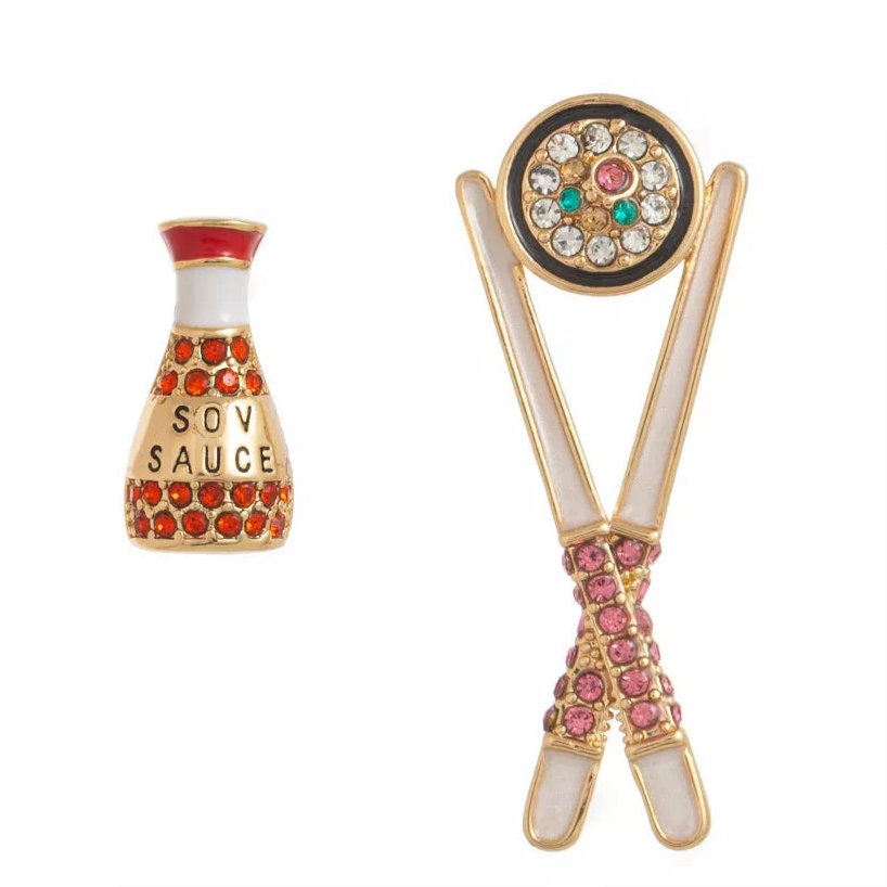 Boucles d'oreilles asymétriques en cuivre sur le thème de la nourriture, disponibles en 5 modèles