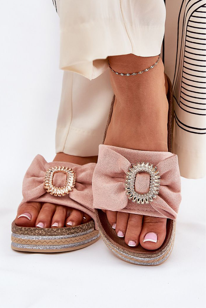 European Elegant Bow Glittering Flip-flops Step in style; Limited Inventory