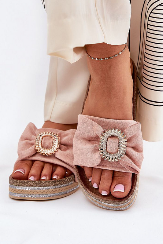 European Elegant Bow Glittering Flip-flops Step in style; Limited Inventory