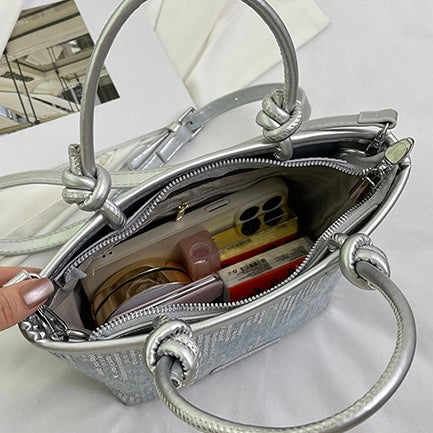 Demin Sequin Convertible Shoulder Bag in 2 Colours