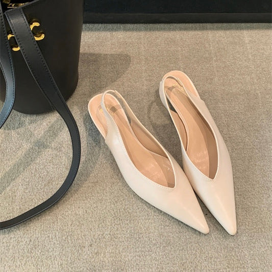 Pointed Mid-heel Sling Back Sandals in 3 Colours