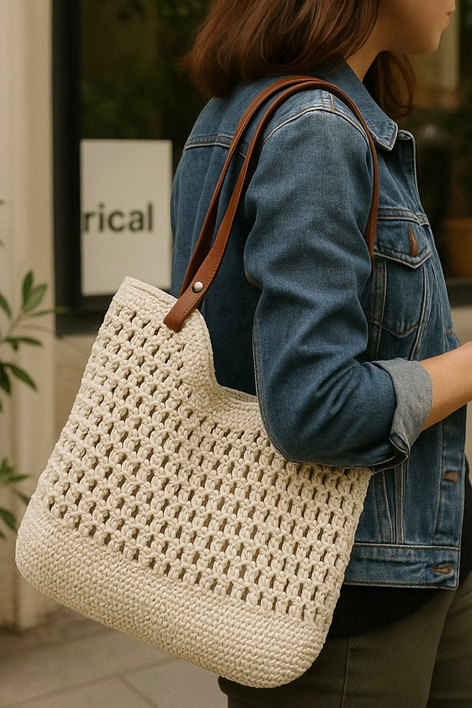 Openwork Woven Tote Bag in 2 Colours