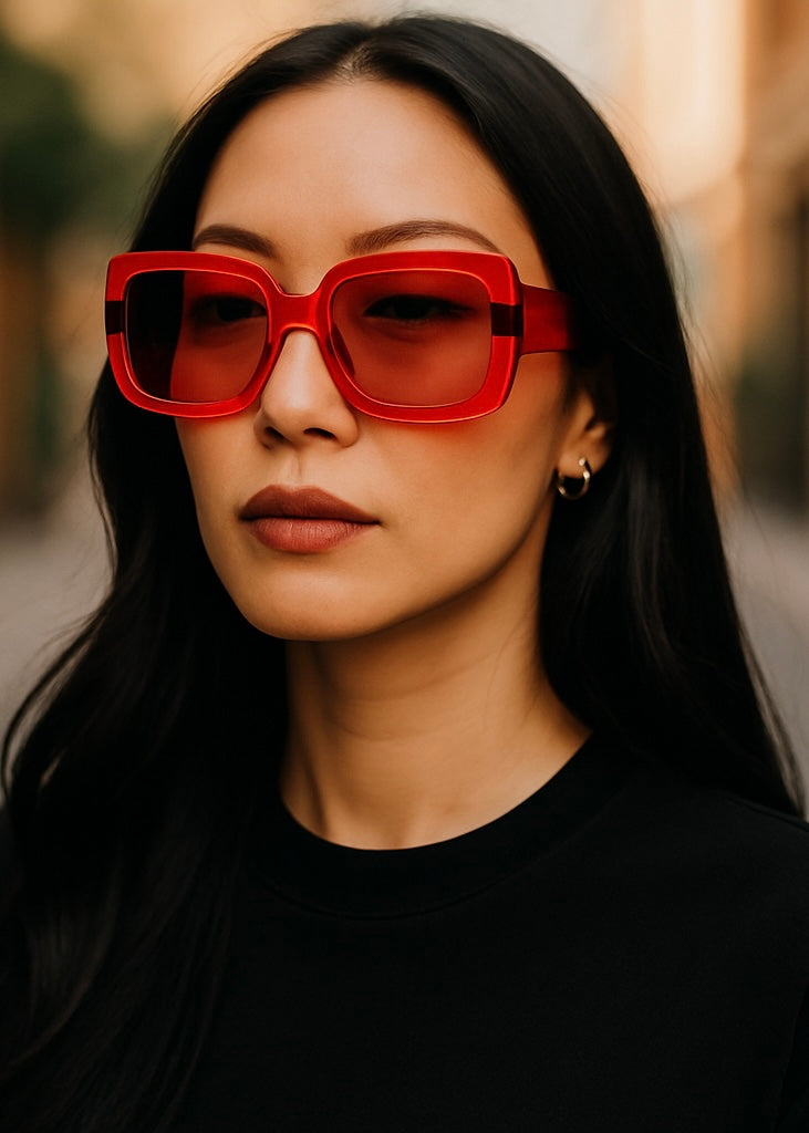 UV400 Polycarbonate Acetate Lens Square Sunglasses