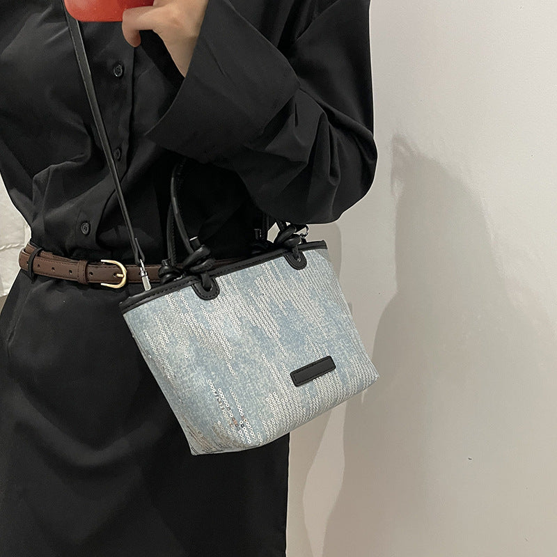 Demin Sequin Shoulder Bag