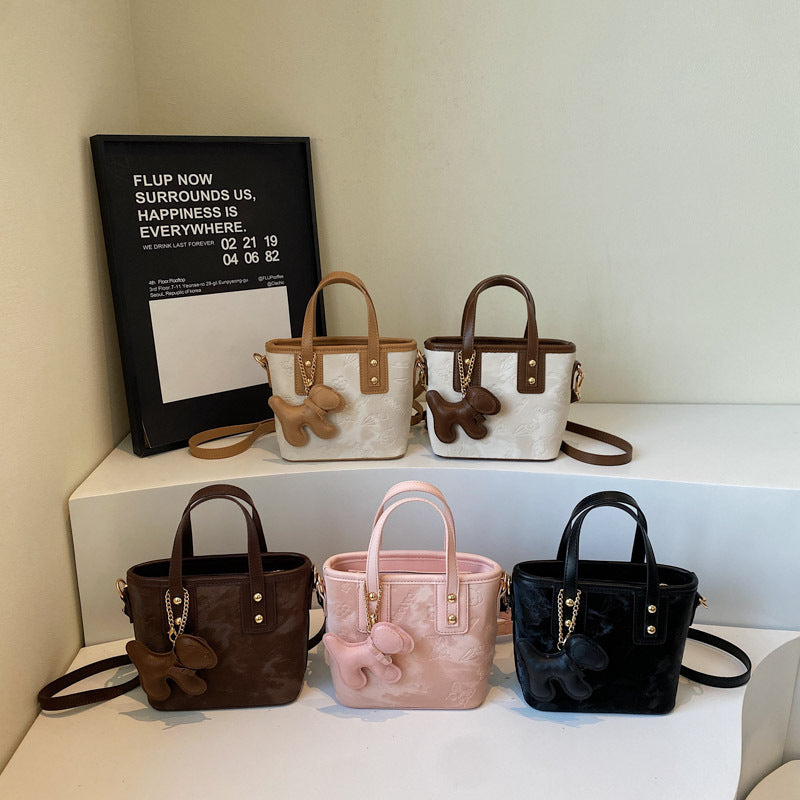 Temperament Patented Leather Small Top Handles Convertible Handbag