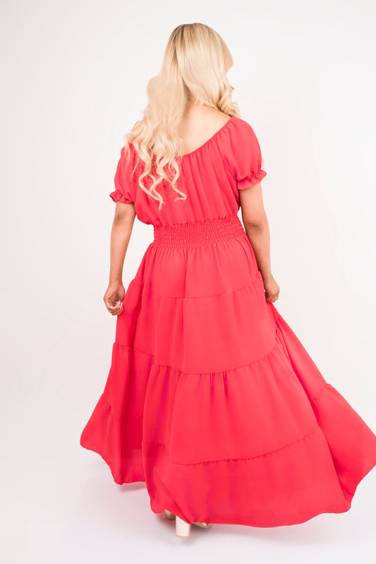 Smocked Waist Tiered Midi Dress in 5 Colours