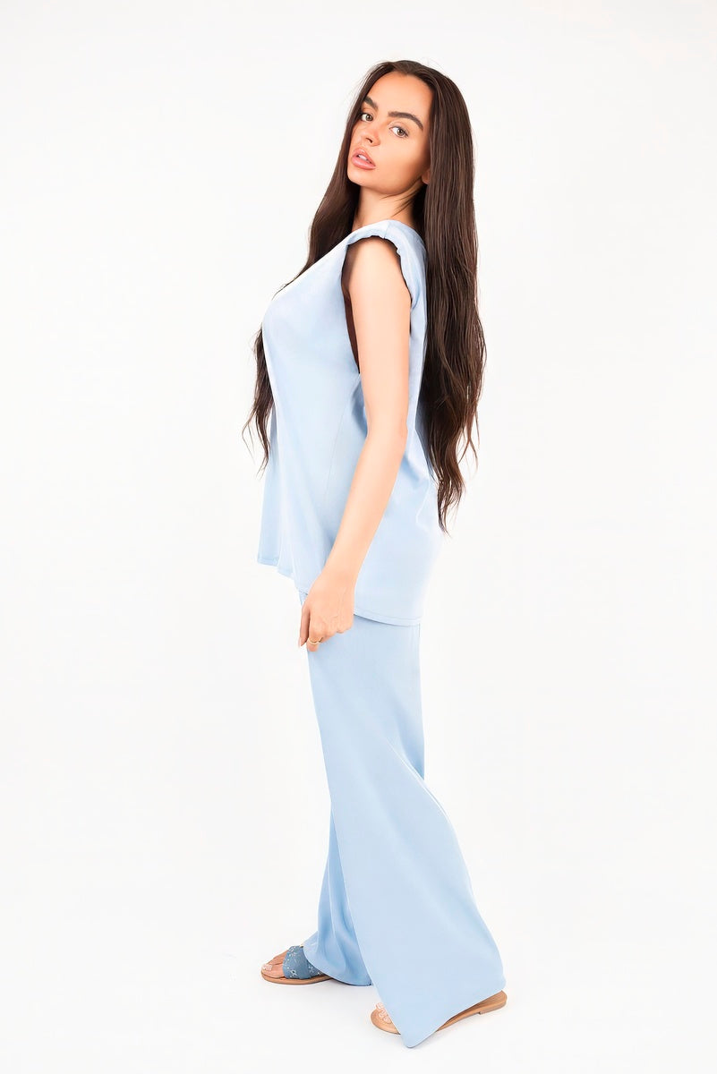 Sleeveless Relaxed Fit Top and Wide Leg Trouser Co-Ord Set in 2 Colours
