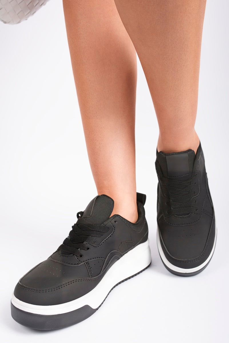Faux Leather Chunky Platform Trainers in 2 Colours