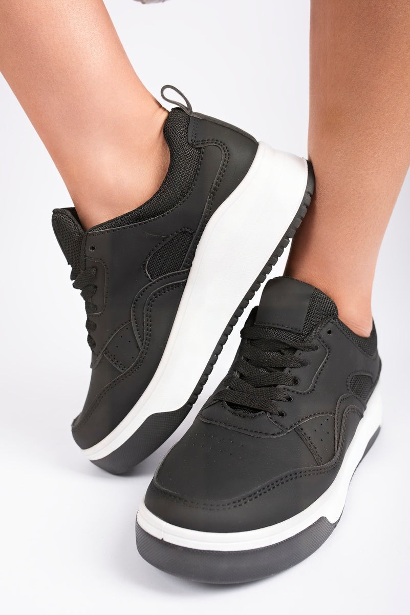 Faux Leather Chunky Platform Trainers in 2 Colours