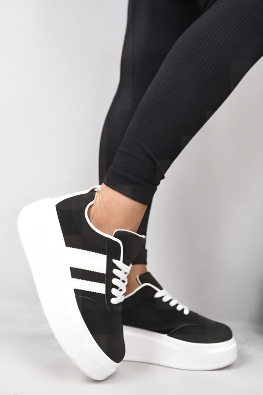 Chunky Lace Up Trainers with Contrast Stripe