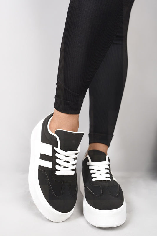 Chunky Lace Up Trainers with Contrast Stripe