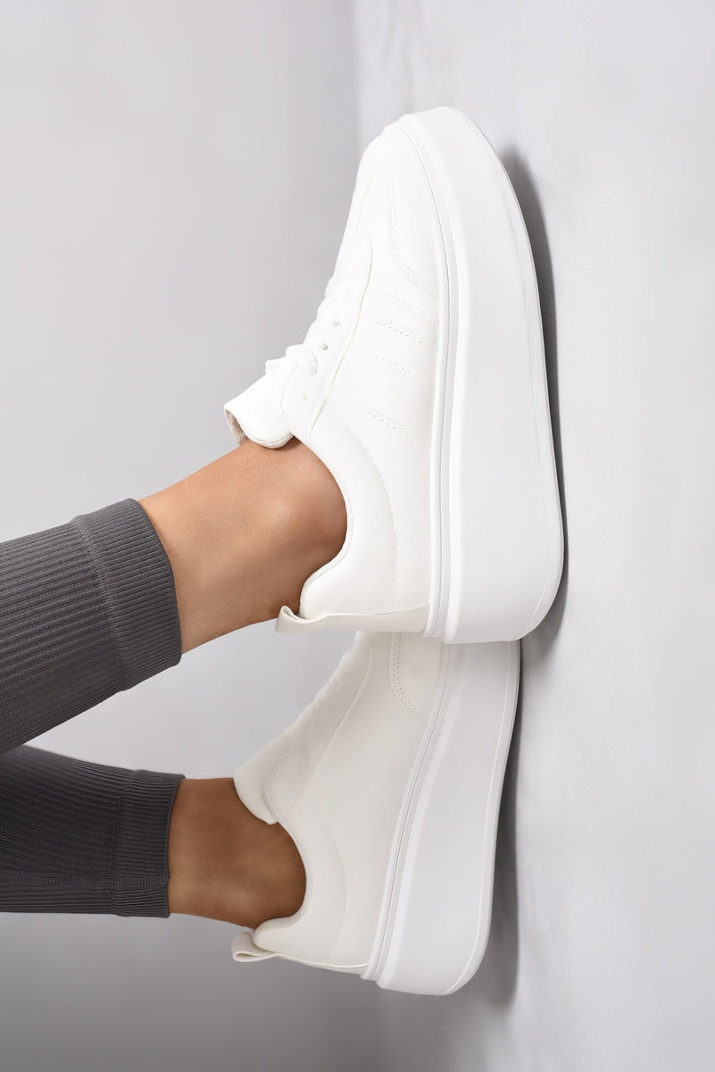 Chunky Lace Up Trainers with Contrast Stripe