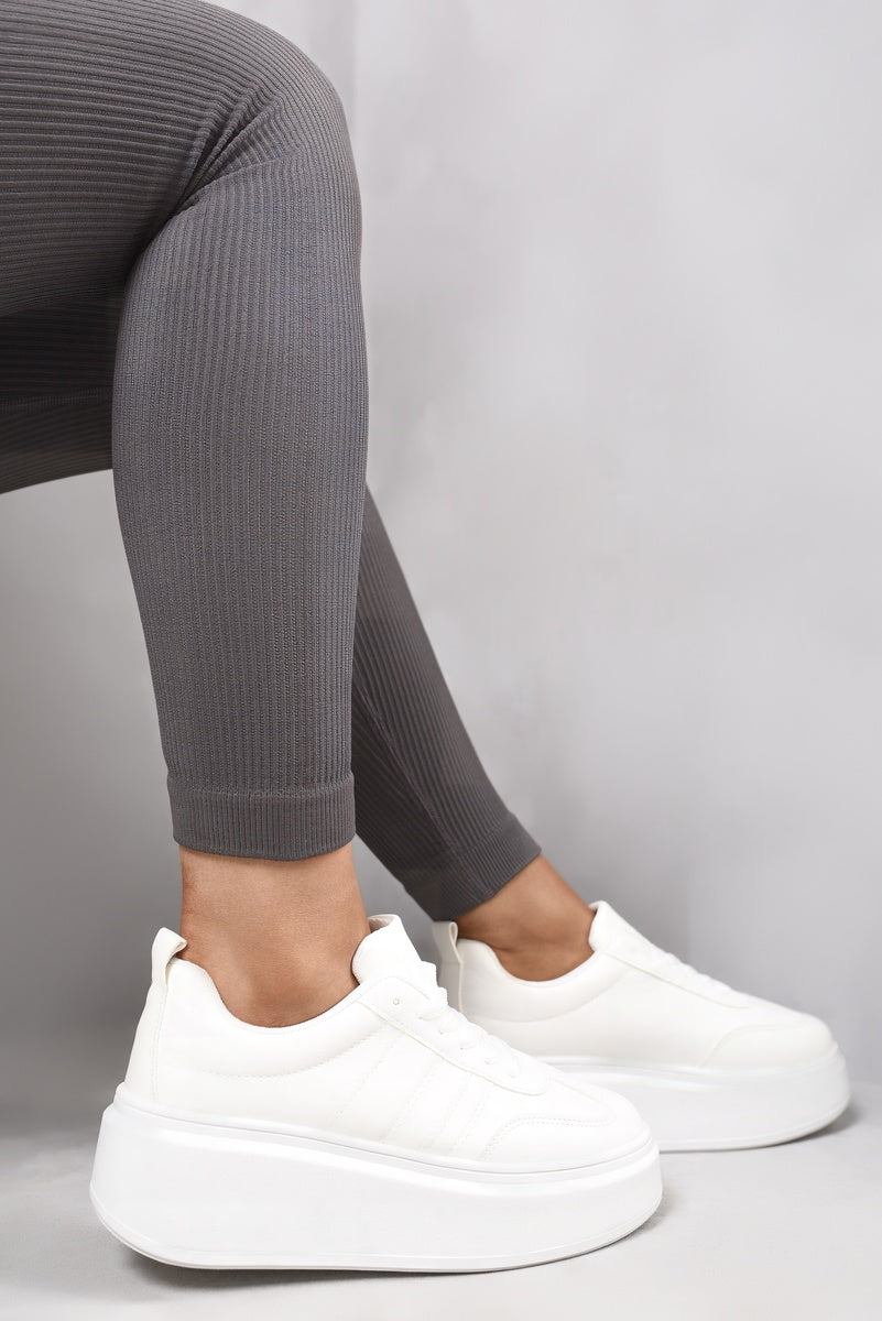 Chunky Lace Up Trainers with Contrast Stripe